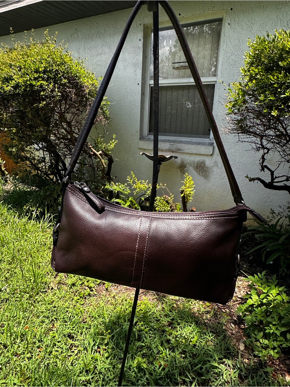 Relic Dark Brown Pebbled Leather Shoulder Messenger Bag